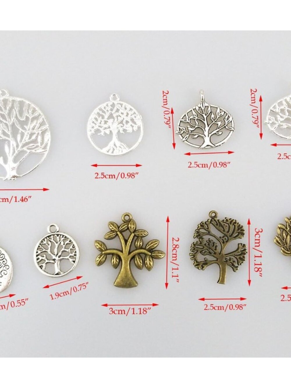 Pack of 45 Alloy Tree of Life Charms Pendents Jewelry Findings for Making Bracel - Picture 6 of 9